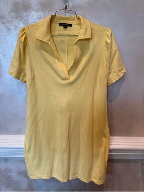 Boston Proper Pale Yellow Short-Sleeve Polo-Style Top